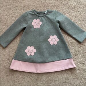 VGUC Mayoral 12mo grey and pink dress (scuba material with pink pleather)